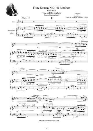 Bach Flute Sonata No1 BWV1014 score and part