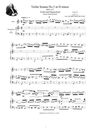 Bach Violin Sonata No3 Score and Part