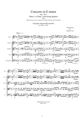 Oboe Scores by Brescianello