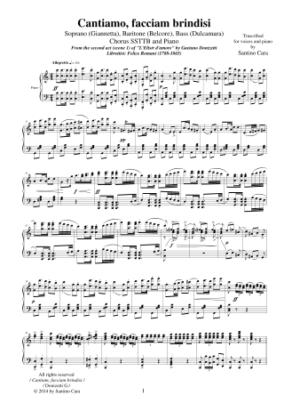 Score Donizetti Cantiamo Facciam Brindisi
