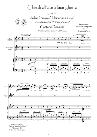 Score Chiedi allAura Lusinghiera Voices Piano