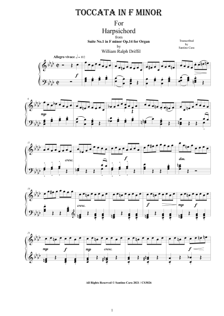 Driffil Score pdf Toccata for Harpsichord