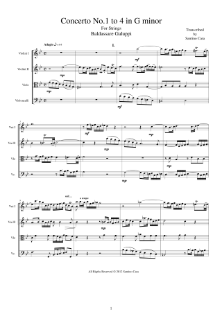 Galuppi score and parts String Quartet No1