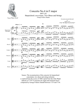 Handel Concerto Grosso HWV292 score parts pdf