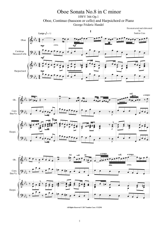 Handel Oboe Sonata Score HWV366
