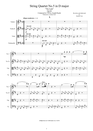 Haydn Quartets Scores