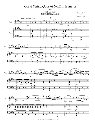 Paganini Quartet Score pdf for Violin and Piano