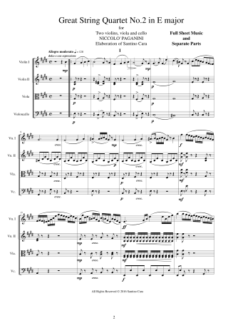 Paganini String Quartet Scores