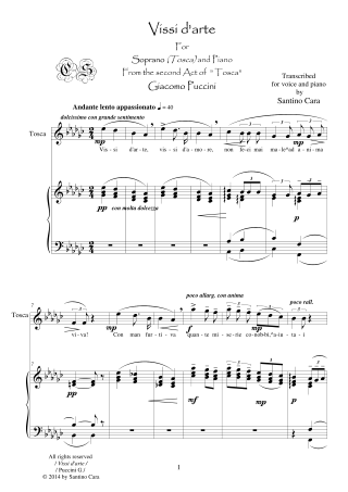Score Puccini Vissi darte