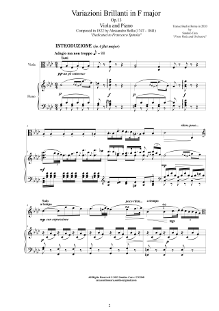 Variazioni Brillanti Score for Viola