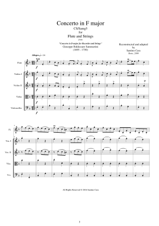 Sammartini Score concerto Flute and Strings