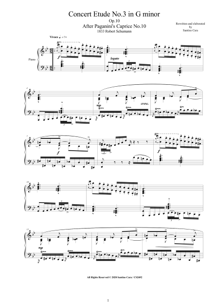 Schumann Sheet Concert Etude no3 Paganini