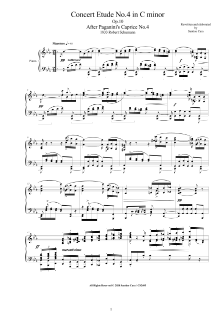 Schumann Sheet Concert Etude no4 Paganini