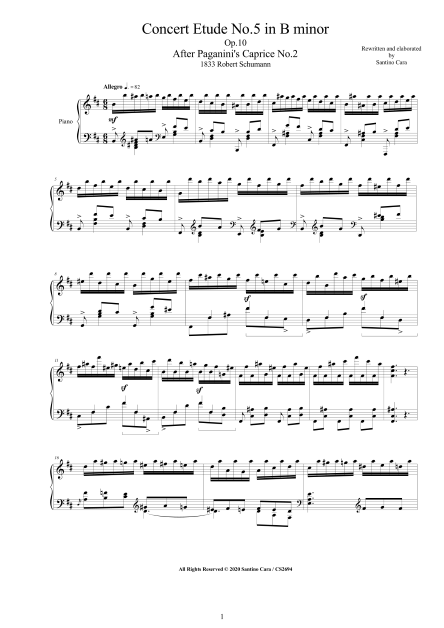 Schumann Sheet Concert Etude no5 Paganini