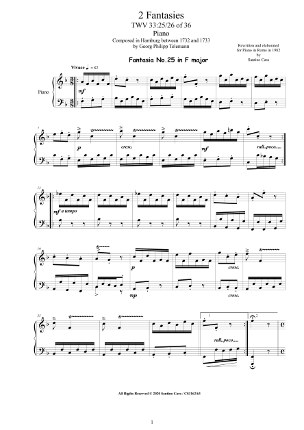 Telemann Fantasies 25-26 Piano Score