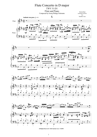 Score Concerto TWV51-D1 Flute and Piano