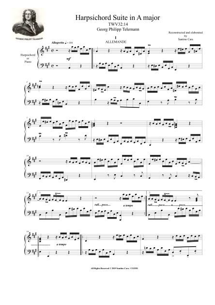 Telemann Harpsichord Suite pdf Score