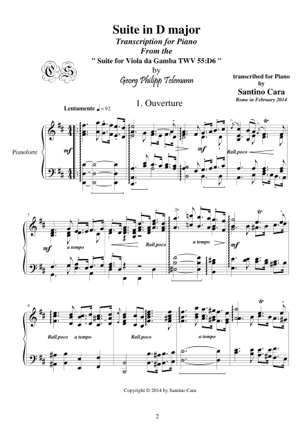 Telemann Harpsichord Suite No1 pdf Score
