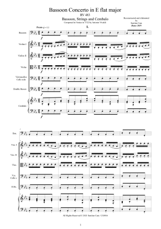 Vivaldi Concerto RV483 score pdf Bassoon and Orchestra
