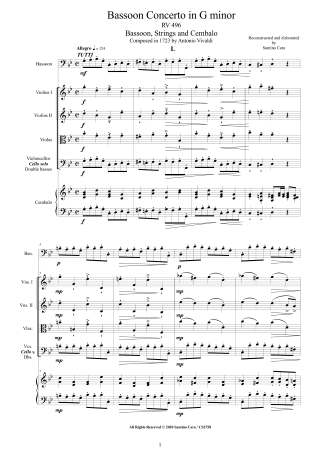 Vivaldi Concerto RV496 score pdf Bassoon and Orchestra