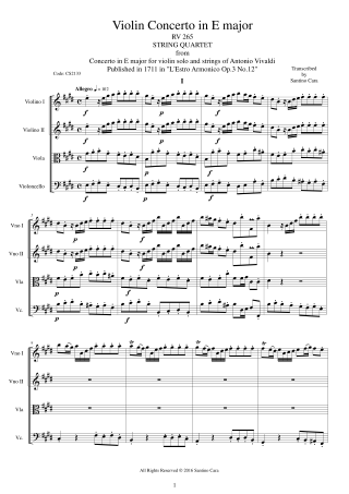 Vivaldi String Quartets Scores