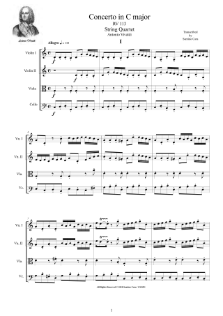 Vivaldi Quartets Scores