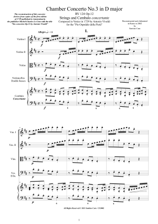 Vivaldi Concerto RV124 score parts Orchestra pdf
