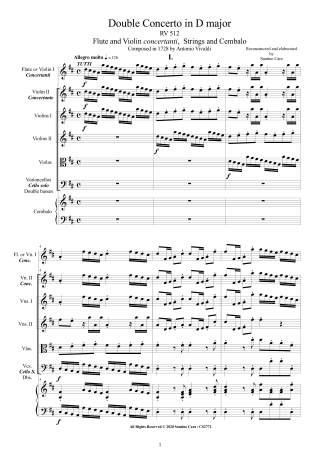 Vivaldi Double Concerto RV512 score parts Orchestra pdf