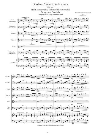 Vivaldi Double Concerto RV544 score parts Orchestra pdf