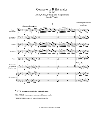 Vivaldi Chamber Orchestra Scores