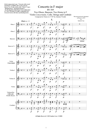 Vivaldi Concerto RV569 score parts Orchestra pdf