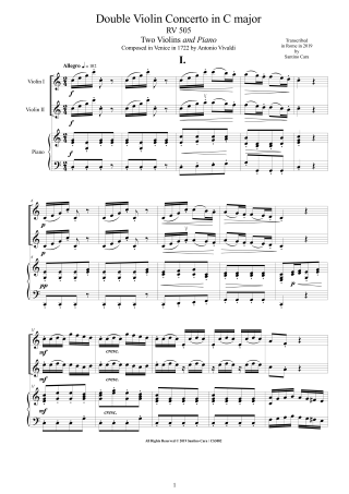 Vivaldi Concerto RV505 Score pdf two violins and piano