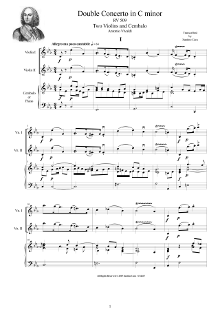 Vivaldi Concerto RV509 Score pdf two violins and piano