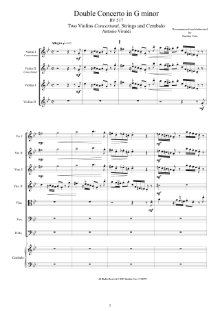 Vivaldi Concerto RV517 Score pdf two violins and orchestra
