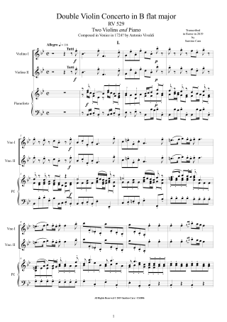 Vivaldi Concerto RV529 Score pdf two violins and piano