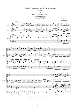 Vivaldi Two Violins Scores