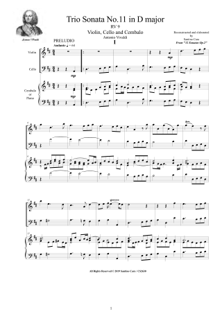 Vivaldi Trio Sonata RV9 score pdf violin cello and piano