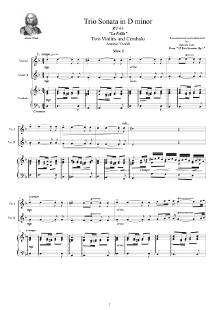 Vivaldi Trio Sonata score pdf violin cello and piano