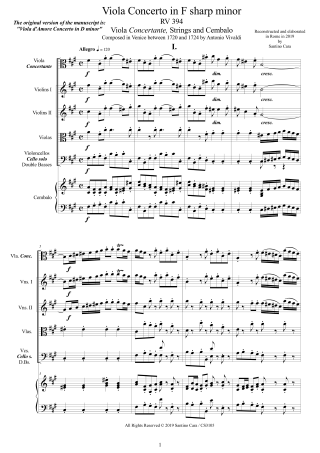 Vivaldi Viola Concerto RV394 score pdf viola and orchestra