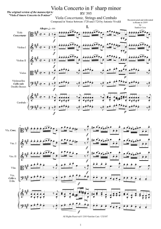 Vivaldi Viola Concerto RV395 score pdf viola and orchestra