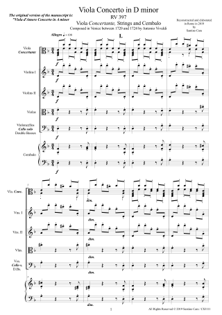 Vivaldi Viola Concerto RV397 score pdf viola and orchestra