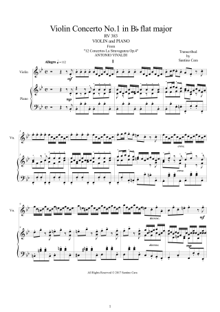 La Stravaganza Concerto No1 Score Violin and Piano