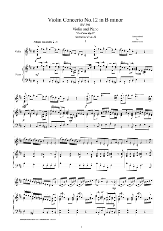 Concertos Op9 Violin Piano