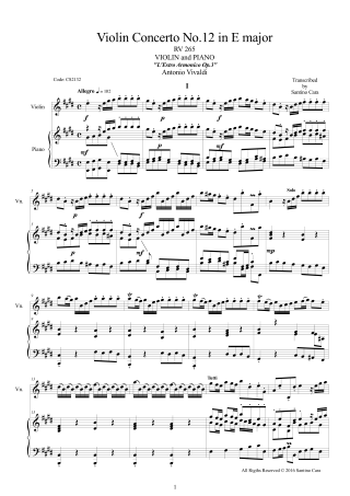 Vivaldi Op3 Violins Piano
