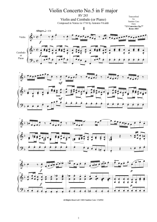 Vivaldi Violin Scores Op6Op7