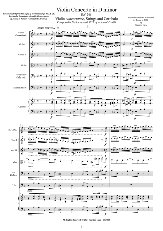 Vivaldi Concerto RV246 violin and orchestra score