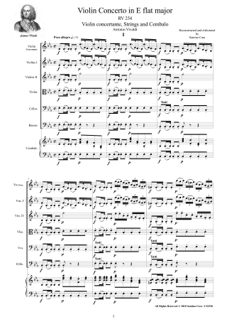 Vivaldi Concerto RV254 violin and orchestra score