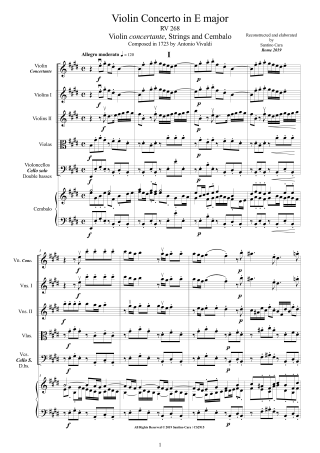 Vivaldi Concerto RV268 violin and orchestra score