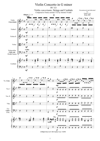 Vivaldi Violin Scores Concertos