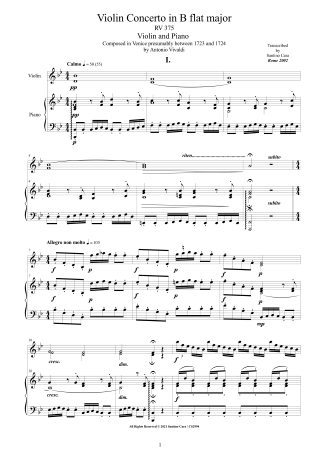 Vivaldi Violin Scores